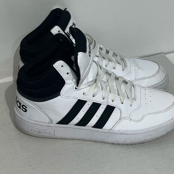 Adidas Mens Cloud White Core Black Hoops 3.0 Mid Lace-Up Sneaker Shoes Size 10.5 main image 9